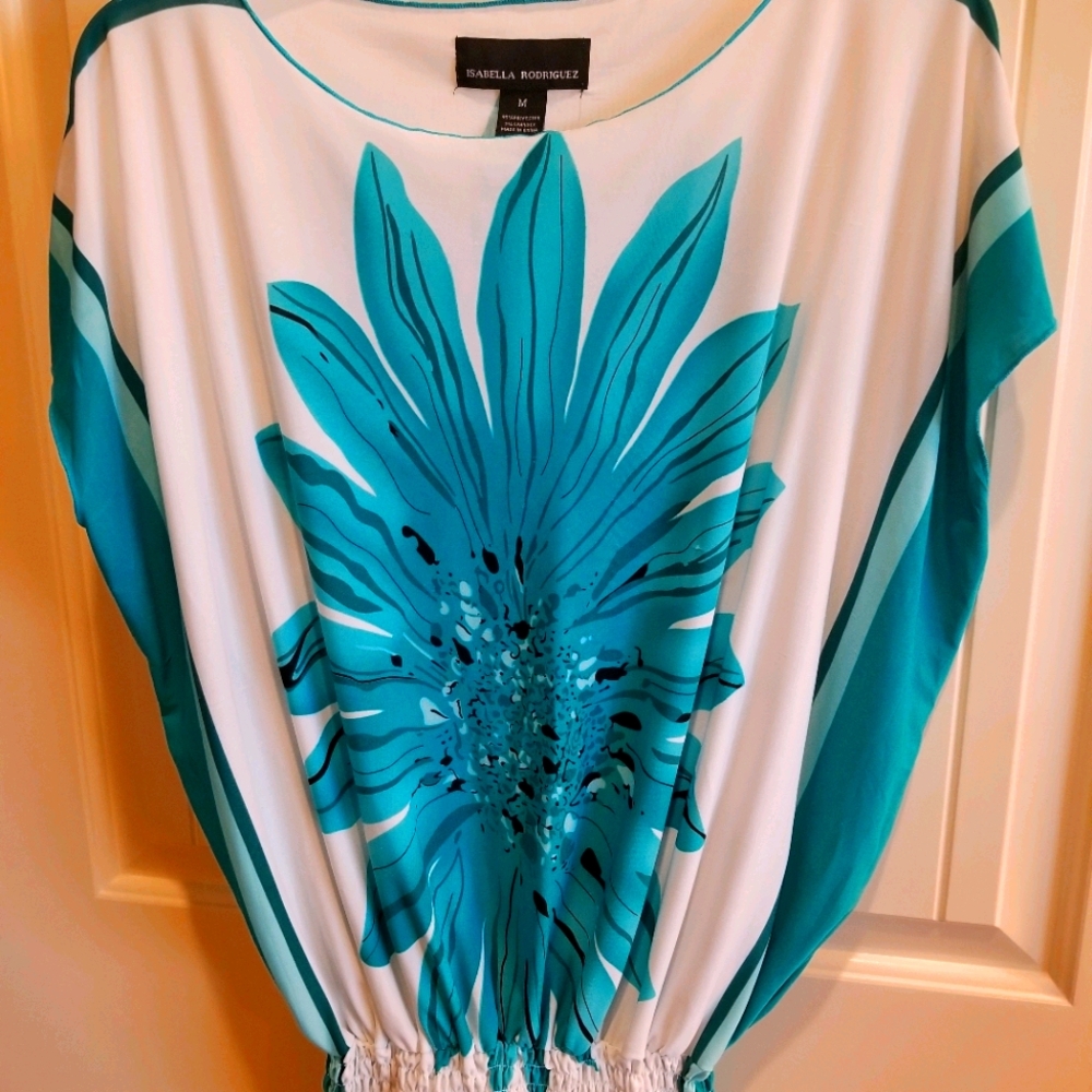 Isabella Rodriguez Teal Floral Top